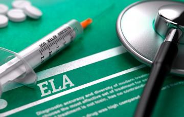 Pronóstico de la ELA Píldoras, jeringuilla y un estetoscopio