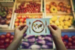 Déficit de nutrientes esenciales afecta a billones de personas Imagen del planeta sobrepuesta sobre un puesto de frutas y verduras