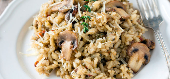 Risotto de setas y queso parmesano