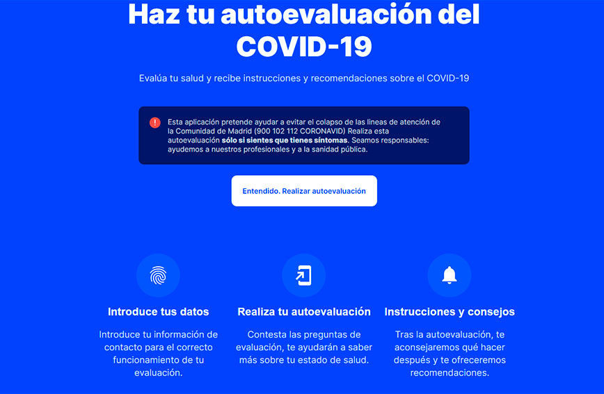 Aplicación para laautoevaluación del COVID-19