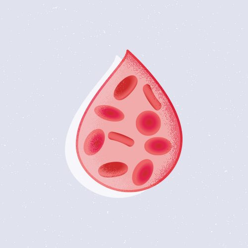 Ilustración de una gota de sangre con anemia 