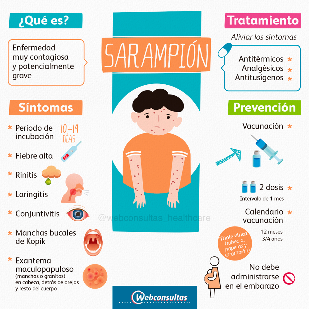 Sarampión: qué es, síntomas y vacuna Sarampión: ilustración sobre síntomas y vacuna