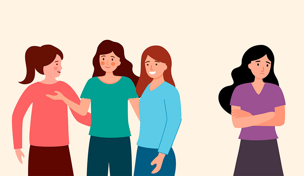 Ilustración de una mujer siendo ignorada Ilustración de una mujer siendo ignorada