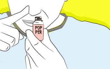 Popper, riesgos de esta droga sexual Ilustración de un hombre tomando poppers