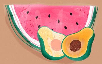 Pardeamiento enzimático: ¿por qué se oxida la fruta al cortarla? Ilustración de fruta oxidada cortada por la mitad