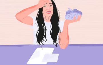Dibujo de mujer con cansancio mental