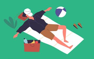 Cómo dormir bien cuando viajas y cambias de rutina Ilustración de una persona descansando fuera