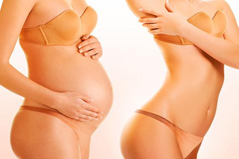 Mujeres antes y después del embarazo