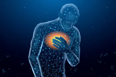 Dolor de pecho: causas cuando no es señal de un infarto Infografía de un humano sufriendo dolor de pecho
