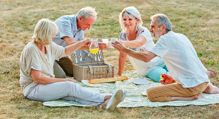 Personas reunidas de picnic tras la jubilación