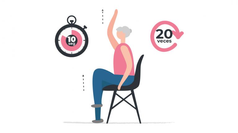 Ejercicios de equilibrio para mayores de 60: levantamiento simultaneo de pie y brazo