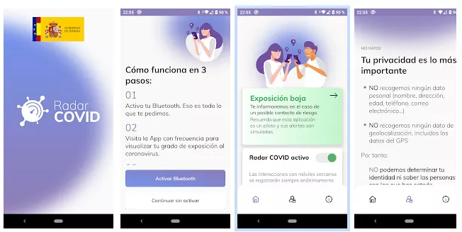 Imágenes de la app radar covid