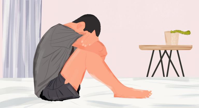 Ilustración de hombre con depresión 