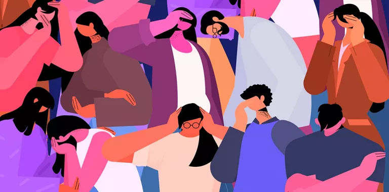 Ilustración de problemas de salud mental en la población mundial