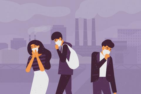 Ilustración de los efectos de la contaminación del aire en la salud