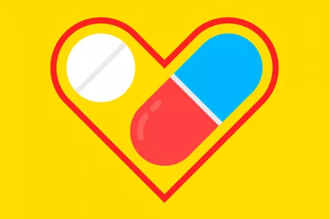 Una polipíldora española reduce un 33% las muertes tras un infarto Ilustración concepto de polipíldora