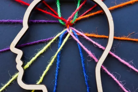 Párkinson y autismo podrían compartir mecanismos en el cerebro Silueta de cabeza humana de la que salen hilos de distintos colores