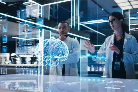 Análisis del cerebro humano con inteligencia artificial Dos neurocientíficos analizan imágenes del cerebro con un programa de inteligencia artificial