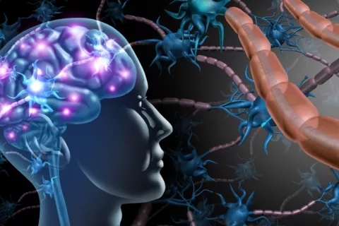 Ilustración del cerebro con actividad eléctrica