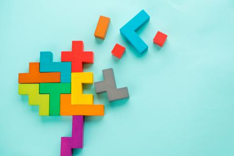 Demencia concepto con piezas de tetris