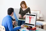 Diagnóstico de los miomas Mujer en la consulta del ginecólogo