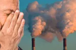 Respirar aire contaminado puede debilitar y dañar los huesos Hombre respirando aire contaminado