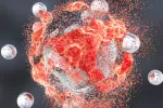Ilustración 3d de nanopartículas destruyendo un tumor cancerígeno