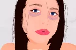 Ilustración de una mujer con ojeras