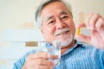 Pérdidas de memoria: cómo protegen los omega 3 tu cerebro Anciano tomando cápsulas de omega 3 para prevenir las pérdidas de memoria