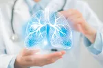 Hallan nueva estrategia para frenar la metástasis de cáncer de pulmón Médico mostrando una infografía 3D de un pulmón