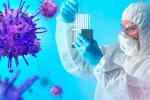 El COVID fusiona células cerebrales, lo que explicaría la niebla mental Científico analizando prueba COVID