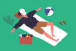 Cómo dormir bien cuando viajas y cambias de rutina Ilustración de una persona descansando fuera