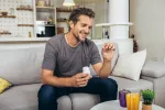 Hallan un nuevo enfoque para crear una píldora anticonceptiva masculina Joven con un frasco de pastillas anticonceptivas