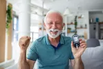 Descubren cómo potenciar la secreción de insulina para controlar la diabetes Persona diabética contento porque su nivel de azúcar en sangre es bajo