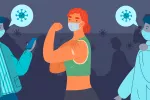 Revelan por qué algunas personas se libran de contraer el COVID-19 Ilustración en la que hay tres personas, dos con COVID y una sana
