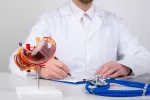 El fármaco zolbetuximab junto a quimioterapia frena la progresión del cáncer gástrico avanzado Médico se dispone a recetar un tratamiento junto a un modelo de estómago