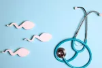 Una baja calidad del semen en los hombres se asocia a menor longevidad dibujo de espermatozoides junto a un estetoscopio