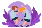 Comportamientos agresivos en la escuela infantil Ilustración de una agresión en el colegio entre dos niñas con uniforme