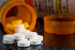 Analgésicos opioides para el dolor post quirúrgico Bote de pastillas de oxicodona sin marca identificable
