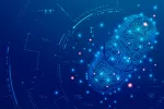 Antibióticos "inteligentes" concepto de bioingeniería o tecnología de la salud, gráfico de píldora 3D combinado con patrón electrónico