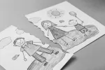 Heridas familiares no resueltas: cómo sanar estos traumas Dibujo infantil de una familia roto por la mitad