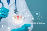 Aparato reproductor femenino en pantalla generada por IA Médico utiliza una pantalla creada por IA en la que aparece un aparato reproductor femenino