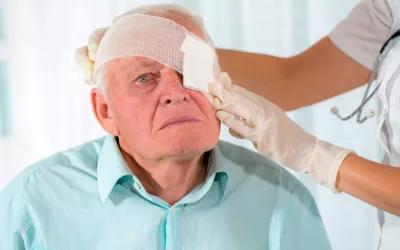 Anciano con ojo vendado