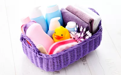 Productos para la higiene del bebé Cesta con productos de higiene para el bebé