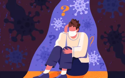 Test ¿La pandemia ha cambiado tu forma de ser? Ilustración de una persona deprimida por el coronavirus