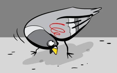 Ilustración de una paloma 'zombie'