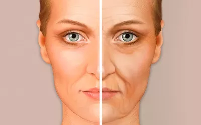 Cara de Ozempic, así envejece el rostro el adelgazante de moda Ilustración sobre la evolución del envejecimiento en el rostro de una mujer