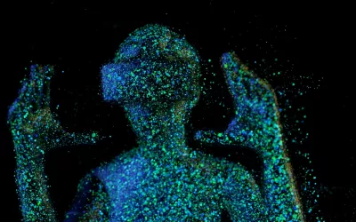 Ilustración 3D conceptual de un atlas de células humanas