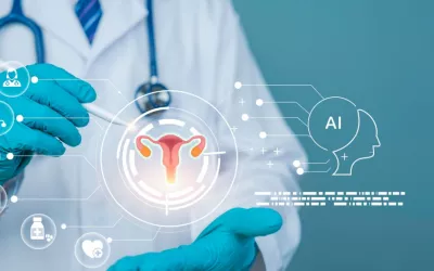 Médico utiliza una pantalla creada por IA en la que aparece un aparato reproductor femenino